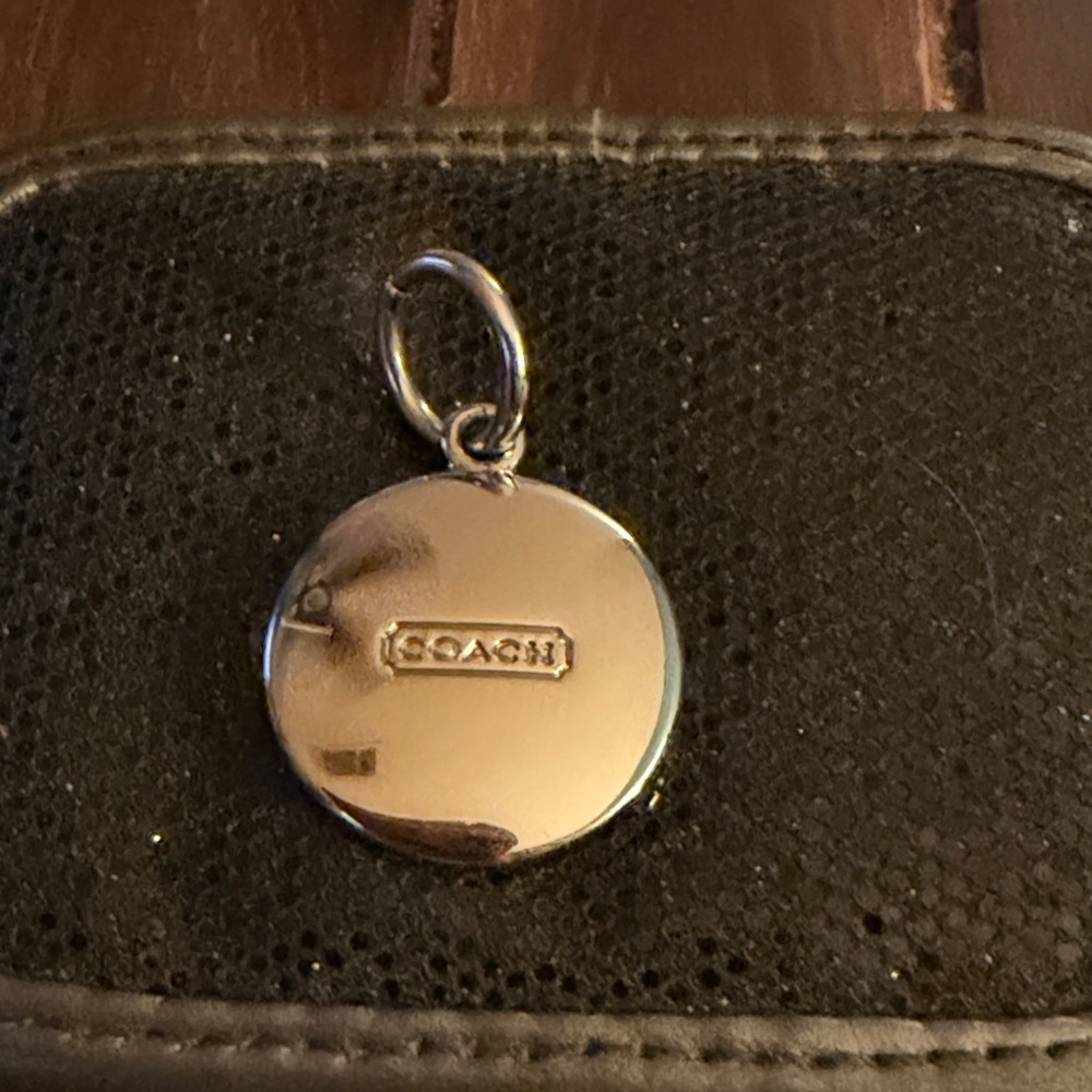 Coach Silver-Tone Round Logo Charm Pendant